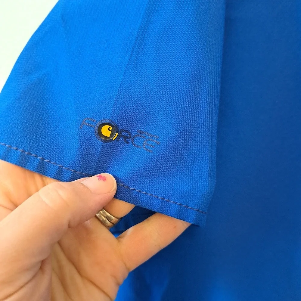 Carhartt Force Women Royal Blue Medical Scrub Set V-Neck Top Cargo Pants XL